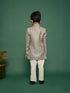 Boy's Silver Indo Western And Pyjama Set